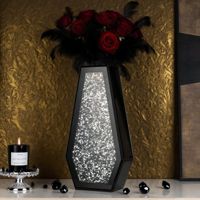 Cerrie 14" Black Tall Glass Table Vase Modern Ultra-Modern Stylish