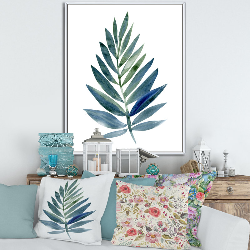 «Tropical Green Leaf», reproduction sur toile flottante, H 20 po x l 12 po x p 1 po, Cadre blanc
