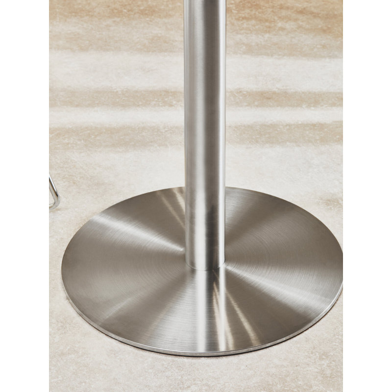 Round Glass Top Metal Base Dining Table, Silver
