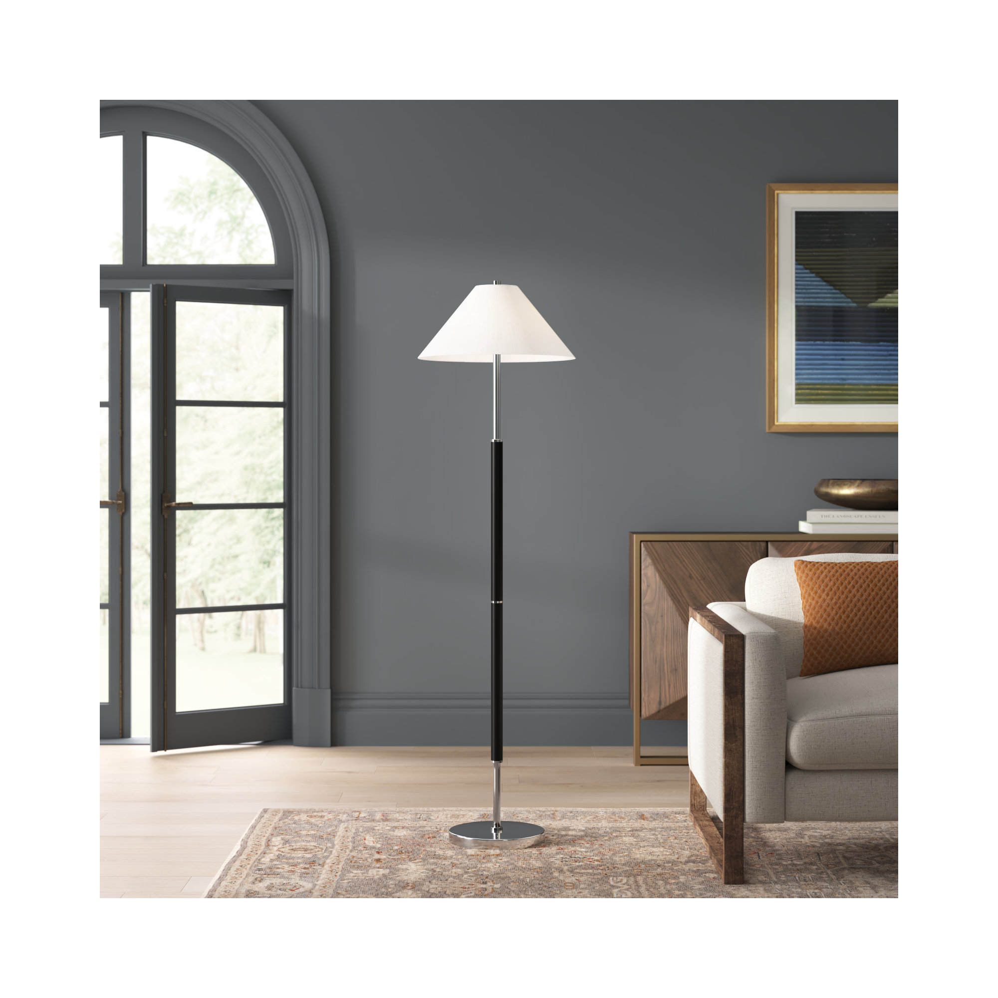 Vino 61.5'' Floor Lamp,  Matte Black/Polished Nickel
