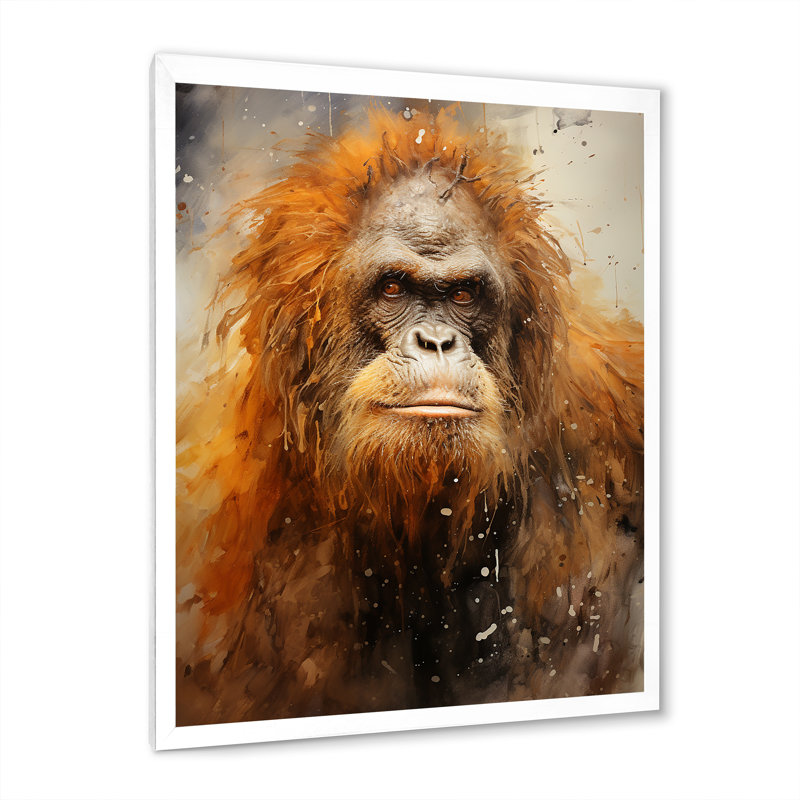" Apes Portrait Golden Auras ", White Single Picture Framed, 20" H x 12" W x 1" D