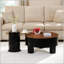 Round Nesting Coffee Table Set With Storage, Space-Saving Design For Modern Living Rooms, Black And Tempered Glass-1121665266