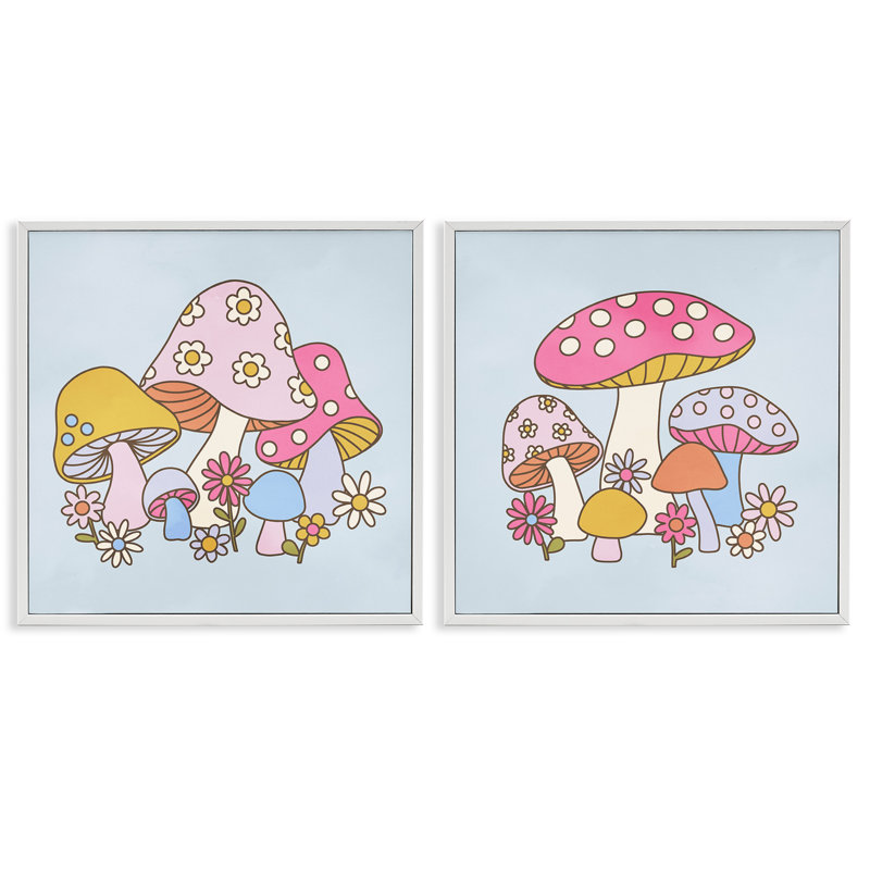 Impression sur champignon en forme de champignon sur bois, 2 pièces, par A 2 à 664 par Victoria Barnes