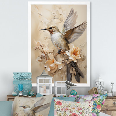 Colibri floral flottant I - Art mural colibri pour le salon