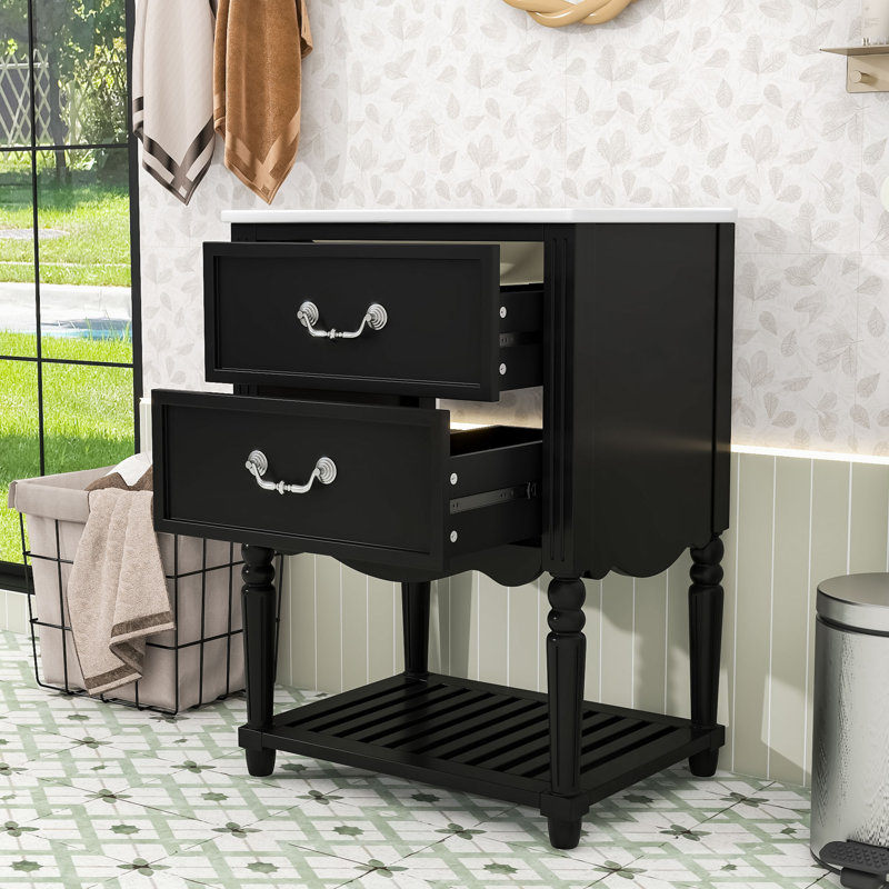 Retro Palace Bathroom Vanity: Timeless Elegance with Functional Storage, Black