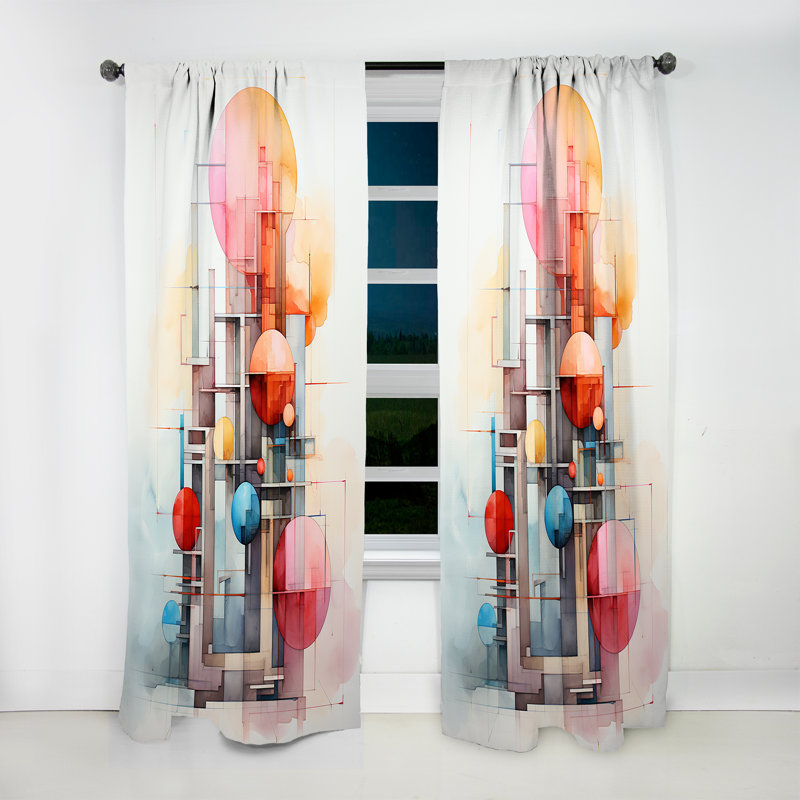 Glenshire Constructivism Spatial Dynamics Interplay - Rideau moderne - Velours obscurcissant - 1 panneau, L 52 po x L 108 po