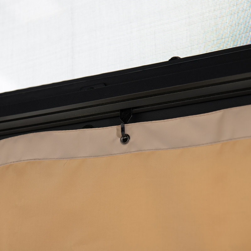 Large Black Wall-Mounted Gazebo with Curtains and Netting