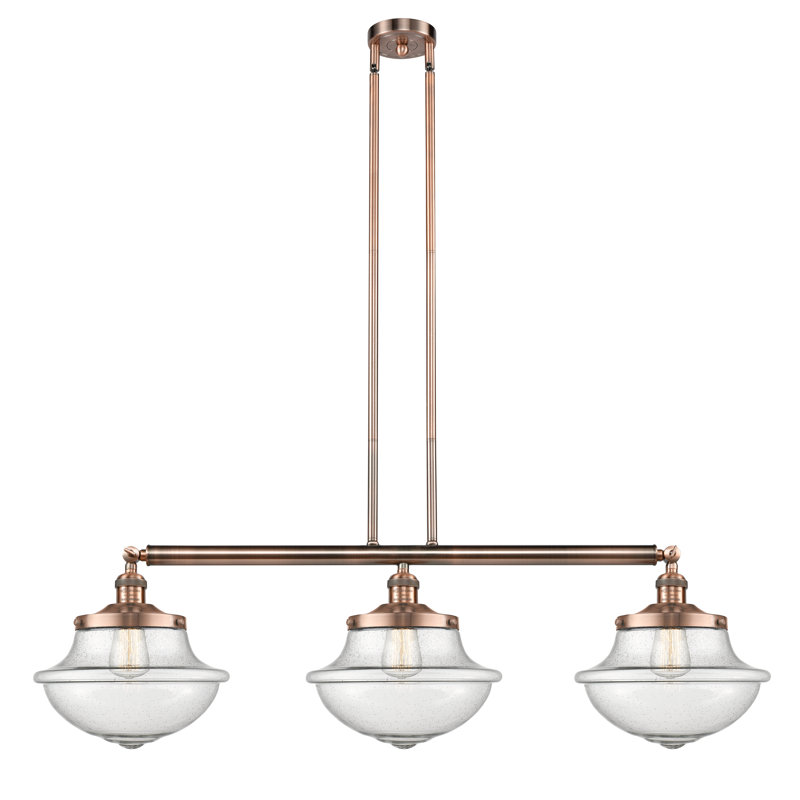 Luminaire suspendu pour îlot de cuisine 3 lumières Lemus, Ampoule non incluse, Grainé, Cuivre antique