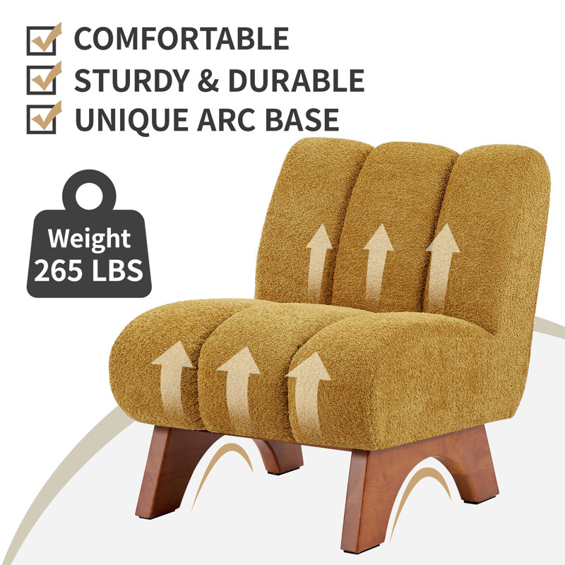 Brenetta 64Cm Wide Tufted Lounge Chair, Yellow Sherpa