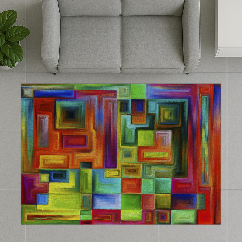 Geometric Area Rug, Runner 70 x 140 cm