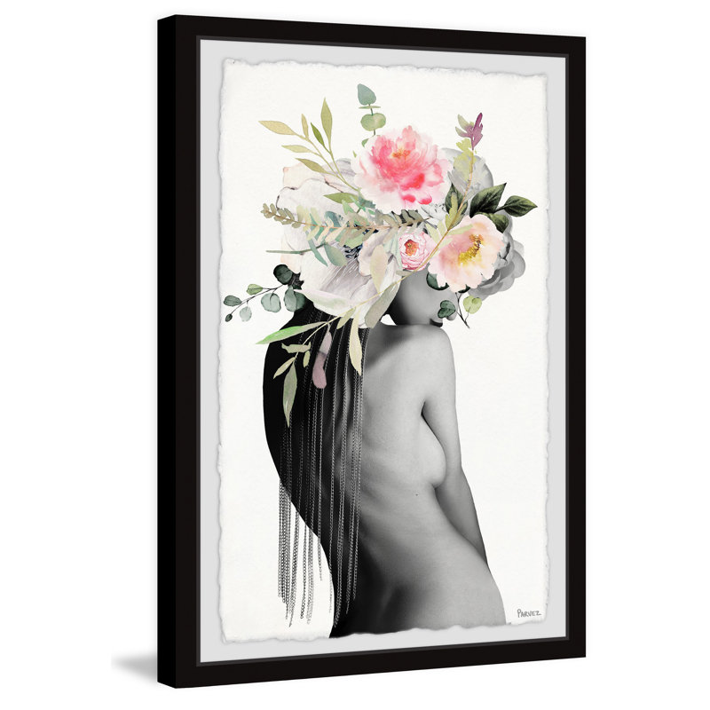 «Flower Back», reproduction d'art graphique sur papier, H 12 po x l 8 po x P 1,5 po
