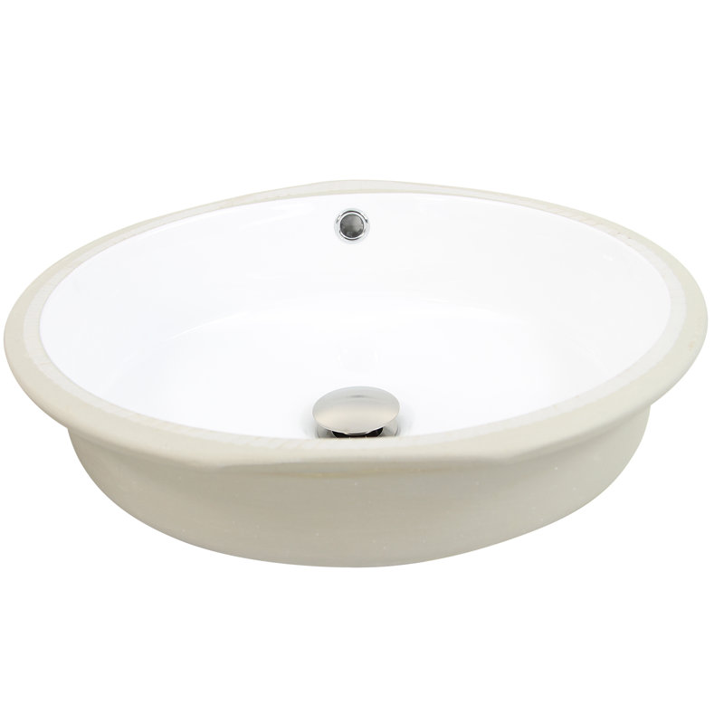 Nantucket Sinks 16.76'' Glazed White Ceramic Oval Bathroom Sink with Overflow