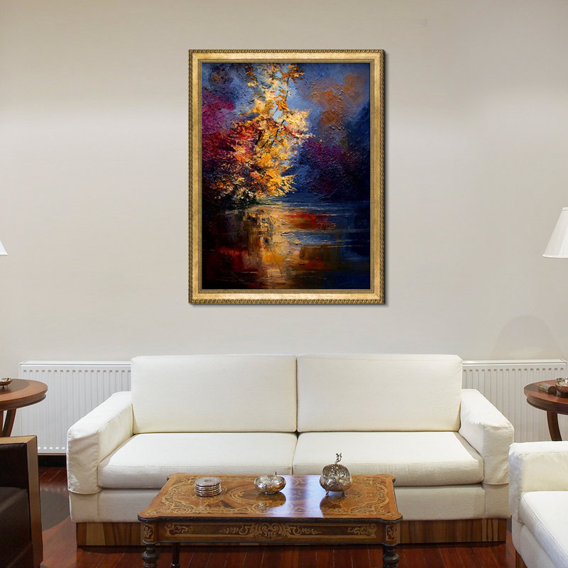Reproduction d'art sur toile, "River reproduction" par Justyna Kopania, Cadre perlé et tressé Vérone