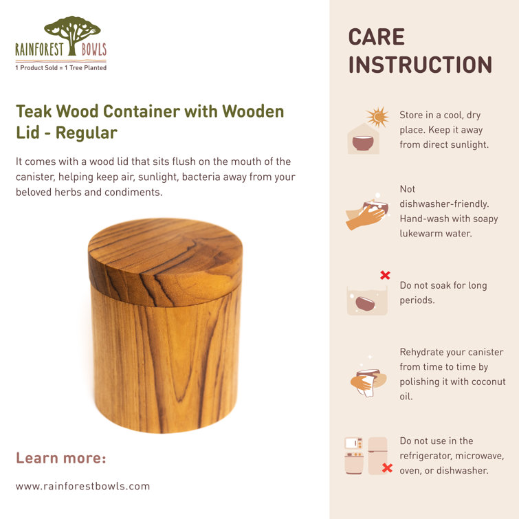 Saratoga Teak Canister - Teak Bathroom Accessories