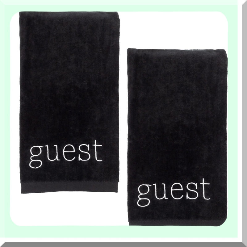 Elegant Monogrammed Guest Towels - Set of 2, Black