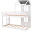 Lit superposé blanc avec toit et construction stable - garde-corps en bois pour un espace de couchage confortable