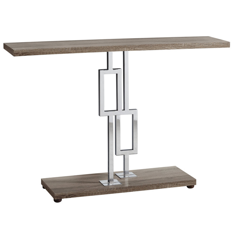 Table d'appoint Shela, console, vestibule, étroit, canapé, salon, chambre à coucher, métal, argent, blanc