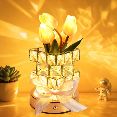 Sunway Sunflower Lantern, Rechargeable Cordless Touch Desk Lamp, 3-color Unlimited Dimmable Nightlight, Holiday Restaurant Bedroom Bar Coffee Shop Birthday Gift