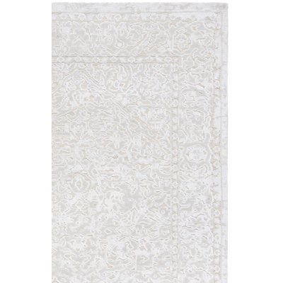 Tapis abstrait argent / gris en laine / viscose / coton noué à la main Larw Lawrence