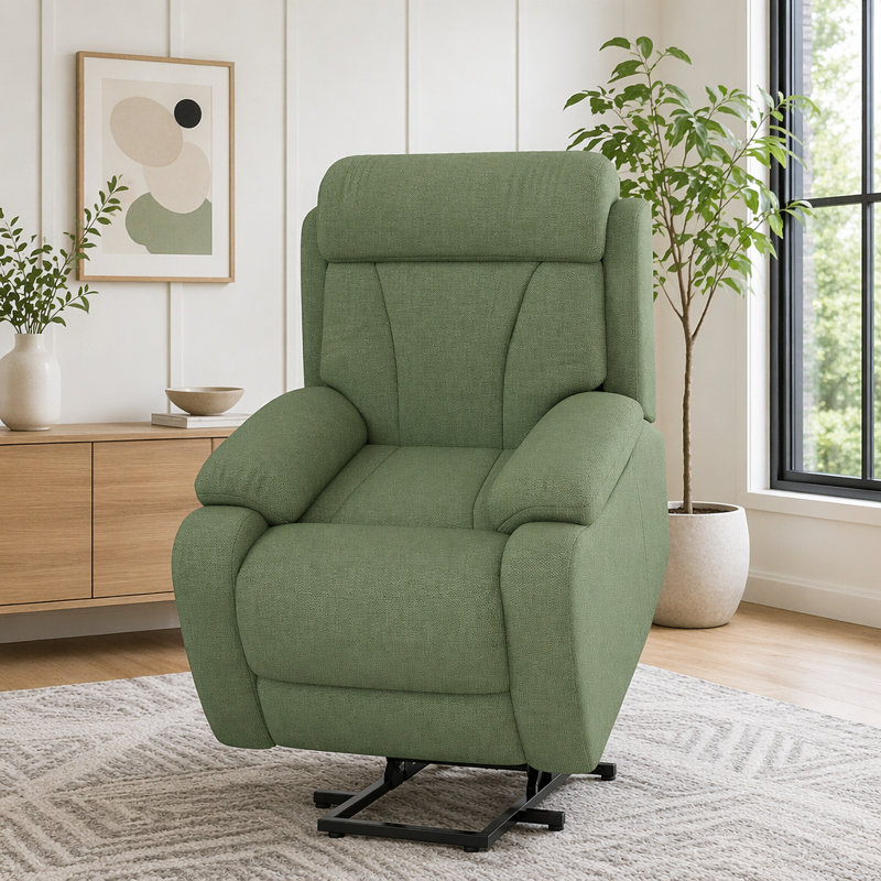 Fauteuil inclinable électrique Power Lift, Tissu velours flocon de neige, Vert foncé