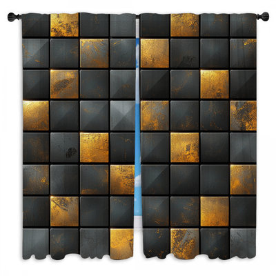 Rideaux carrés à motif graphique moderne - 2 panneaux