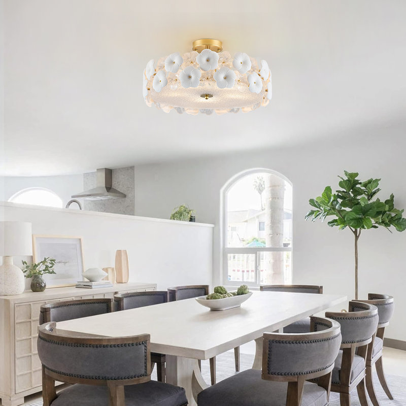 Lustre moderne semi-encastré en verre 20 ", H 5,6 po x l 20 po x P 20 po