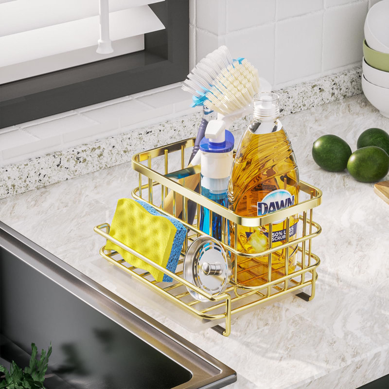 Organisateur de panier d'évier en acier inoxydable, imperméable, résistant à la rouille, pour éviers et ustensiles de cuisine