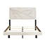 Grand lit contemporain Dusty en chêne gris, avec tête de lit à motif de lignes et rails pour finition de lit de style chambre à coucher, complet