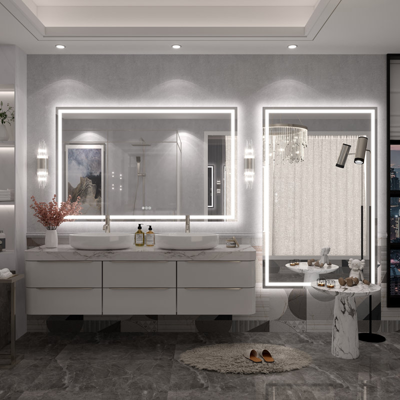 Miroir de salle de bain Molly Framelss, 88 po x 38 po, Transparent