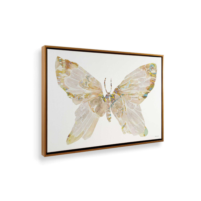 «Bejewella Butterfly 2» par Stellar Design Studio, reproduction d'art, L 40 x H 30, Toile avec cadre, Doré
