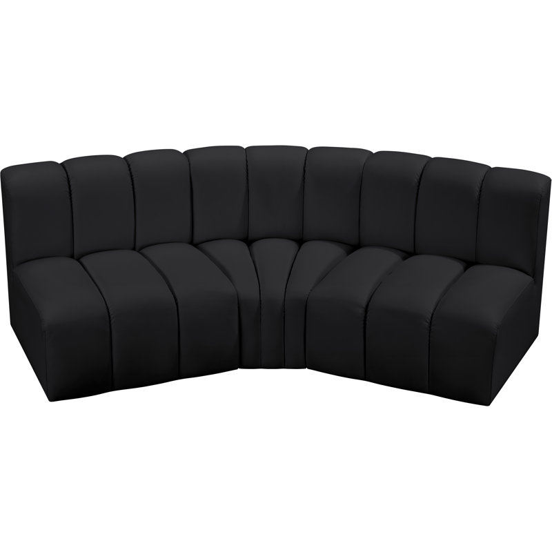 Canapé en cuir végétalien Izakeel, Cuir végétalien noir