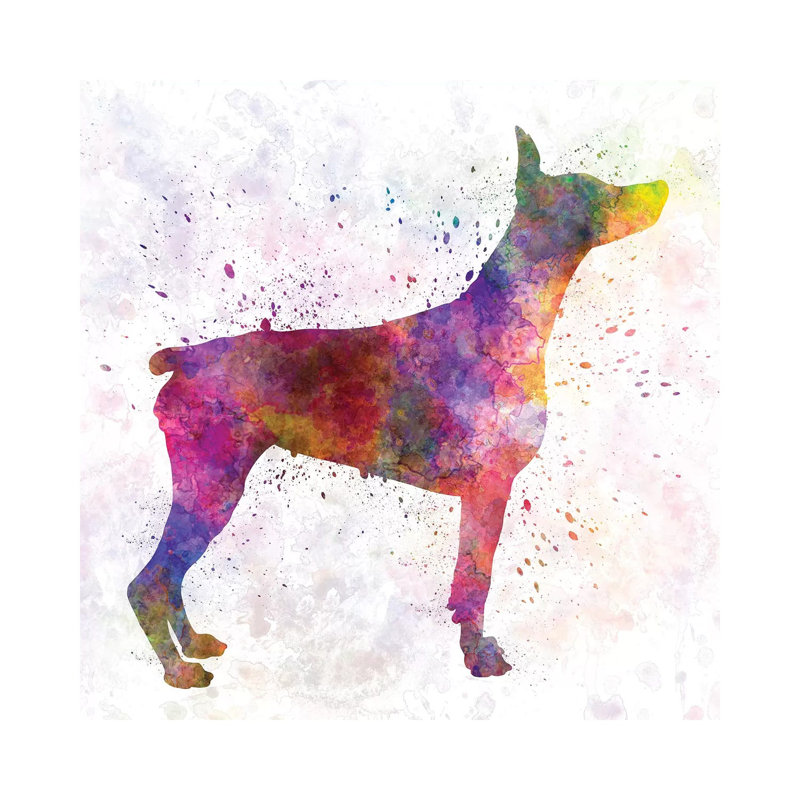 Doberman In Watercolour by Paul Rommer - Wrapped Canvas Painting, 45.72 cm H x 45.72 cm W x 1.91 cm D