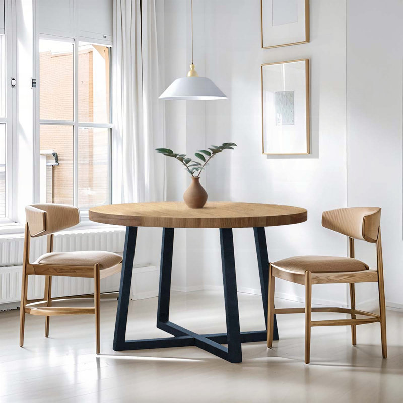 Round Dining Table with Slate Color Legs