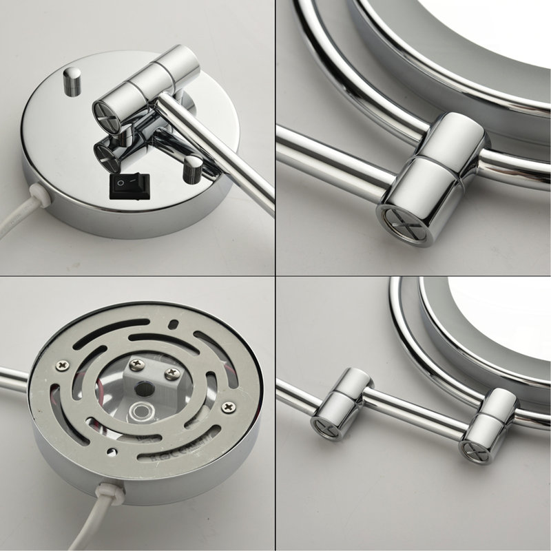 Miroir de maquillage mural polyvalent avec rotation à 360 degrés et éclairage DEL réglable pour une beauté de précision