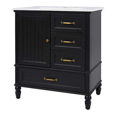 30" Single Bathroom Vanity With Ceramic Top