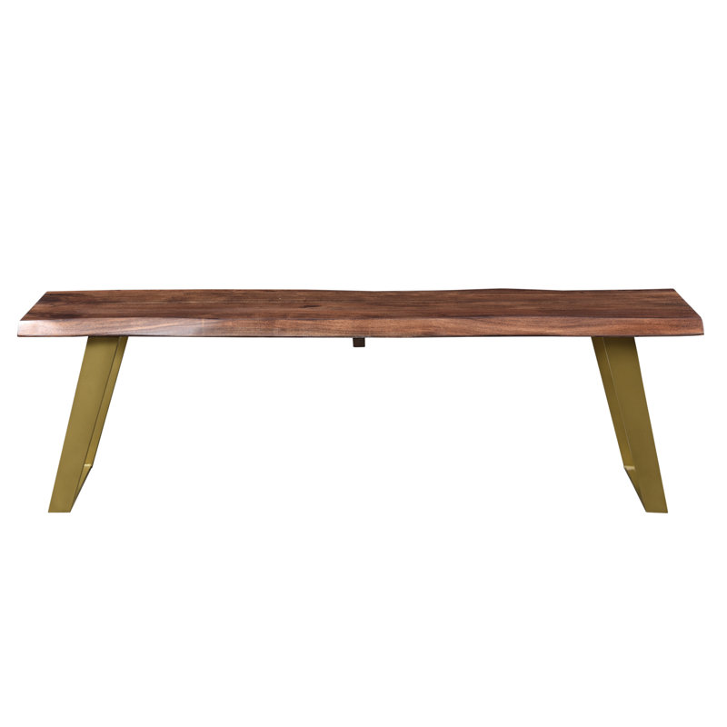 Banc en bois Calandre, H 18 po x l 60 po x P 16 po, Brun / Doré