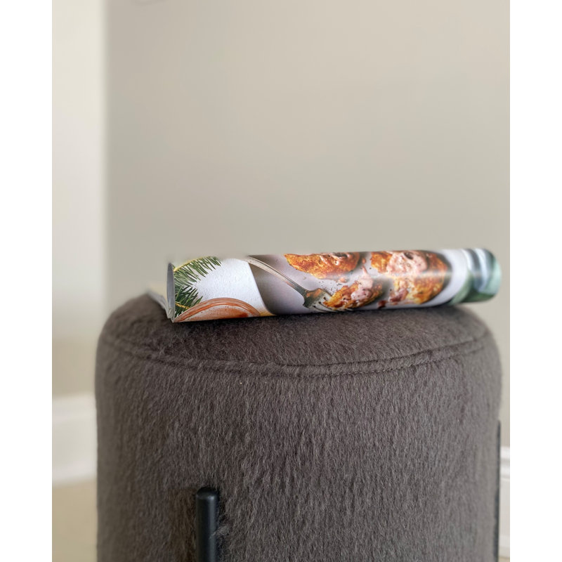 SEAT4U Emmabella Polyester Fabric Upholstered Pouf Ottoman, Gray