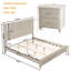 Ensemble de chambre à coucher en bois massif 3 pièces, lit plateforme avec deux tables de chevet-425289000-425288981