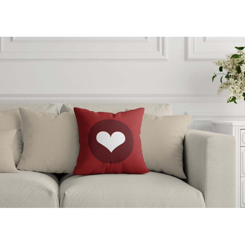 Housse et insert de coussin carré Sweet Love Heart, H 17 po x l 17 po, Rouge