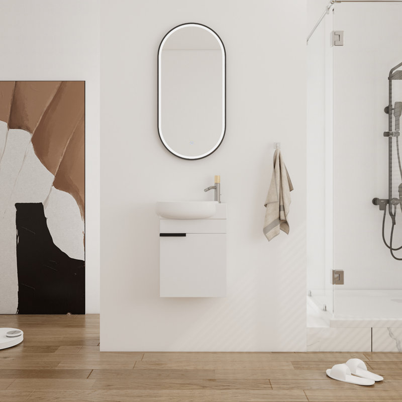 Ensemble de meuble-lavabo simple 17,14 po avec plateau en céramique Shadin