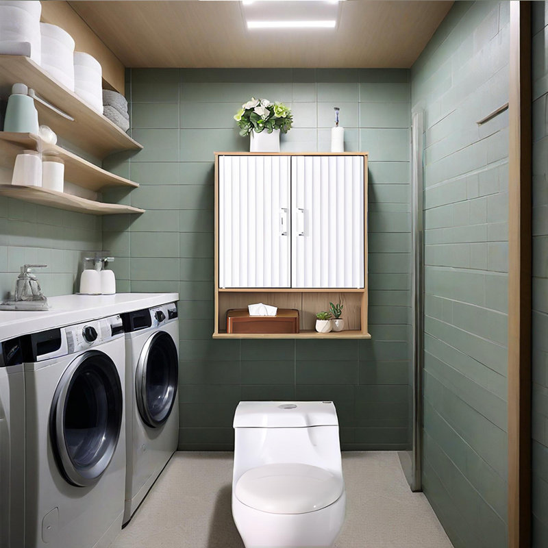 Armoire murale de salle de bain avec tablette intérieure réglable à double porte
