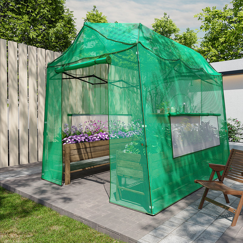 Walk-in Greenhouse, Portable Pop-up Greenhouse for Indoor Outdoor, Plant Garden Green House with Zippered Doors, 99.21" d