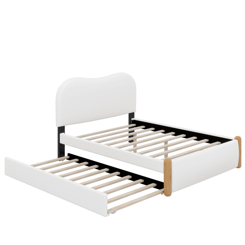 Lit plateforme tapissier avec lit gigogne, Lit double