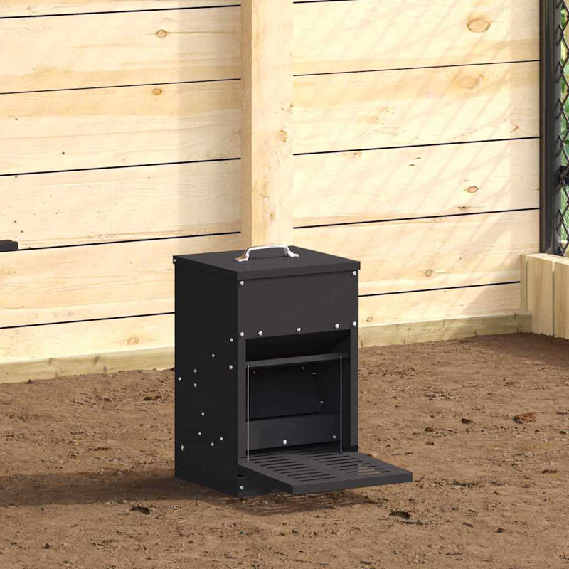 Cold-Rolled Steel Feeder, 40cm H x 25cm W x 42cm D, Black