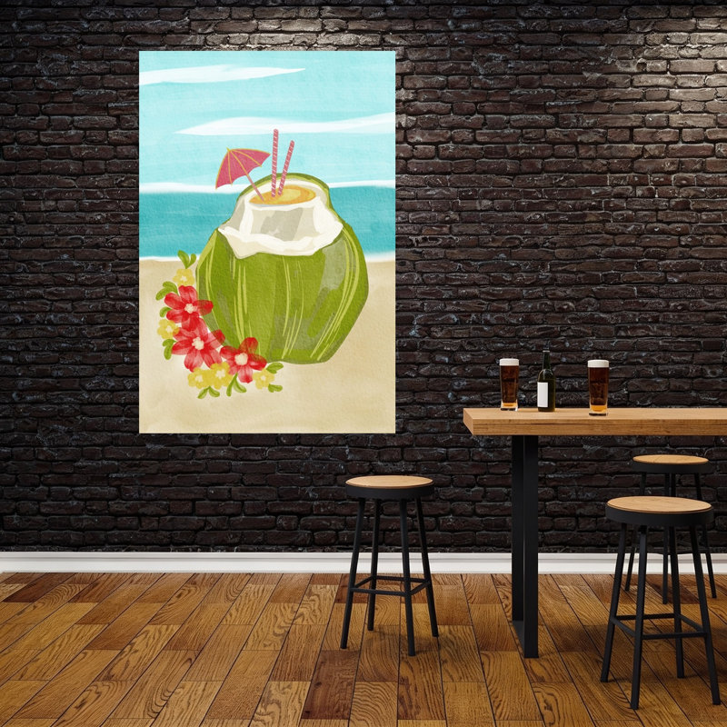 «Tropical Coconut Drink», art abstrait plage océan