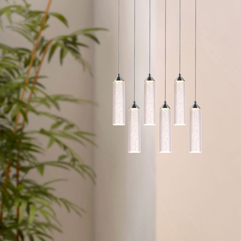 Ardrie 6 - Light Chrome Cluster Pendant, 6.7" H x 1.8" W x 1.8" D