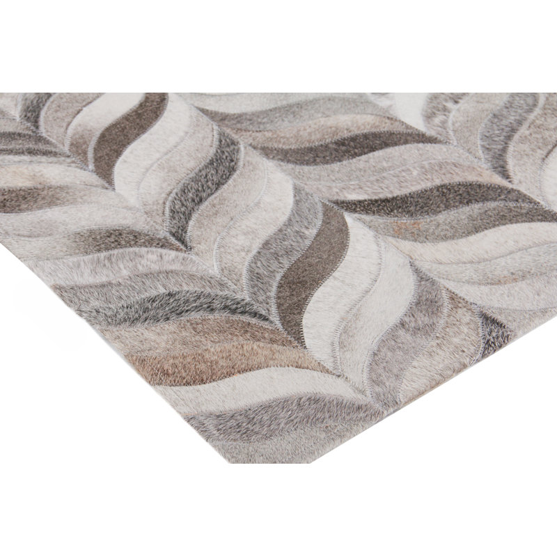 Natural Hide Hand Woven Cowhide Geometric Area Rug, Rectangle 8' x 11'