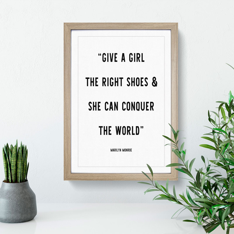Conquer the World - Picture Frame Typography, 90cm H x 65cm W x 2cm D, Oak
