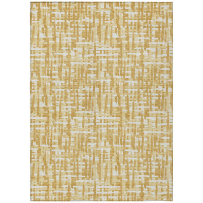 10' X 14' Gold Brown And Beige Abstract Washable Indoor Outdoor Area Rug