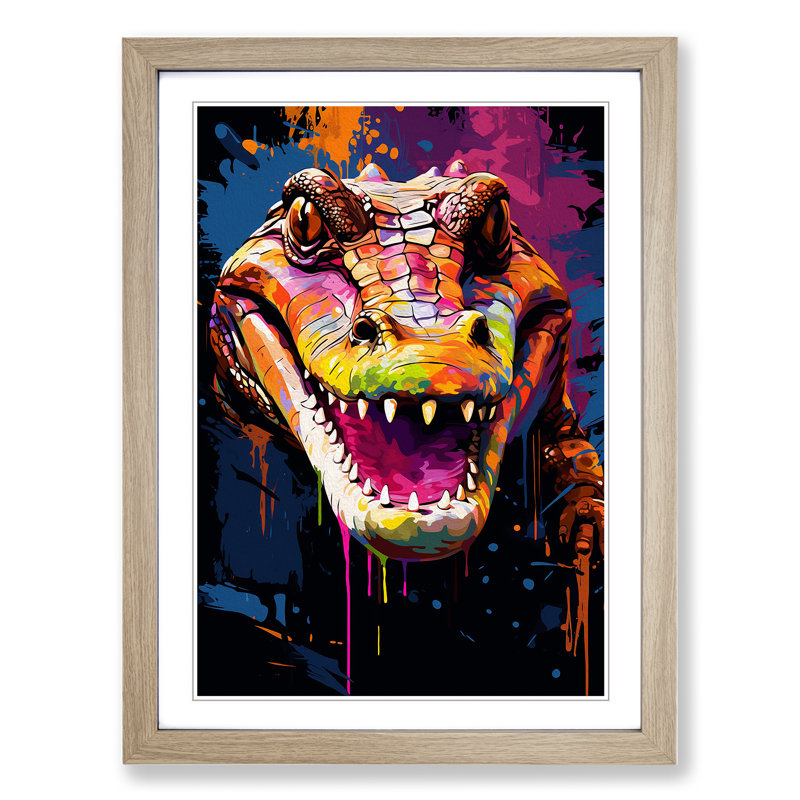 Alligator Pop - Framed Print, Oak Framed, 34cm H x 25cm W x 2cm D